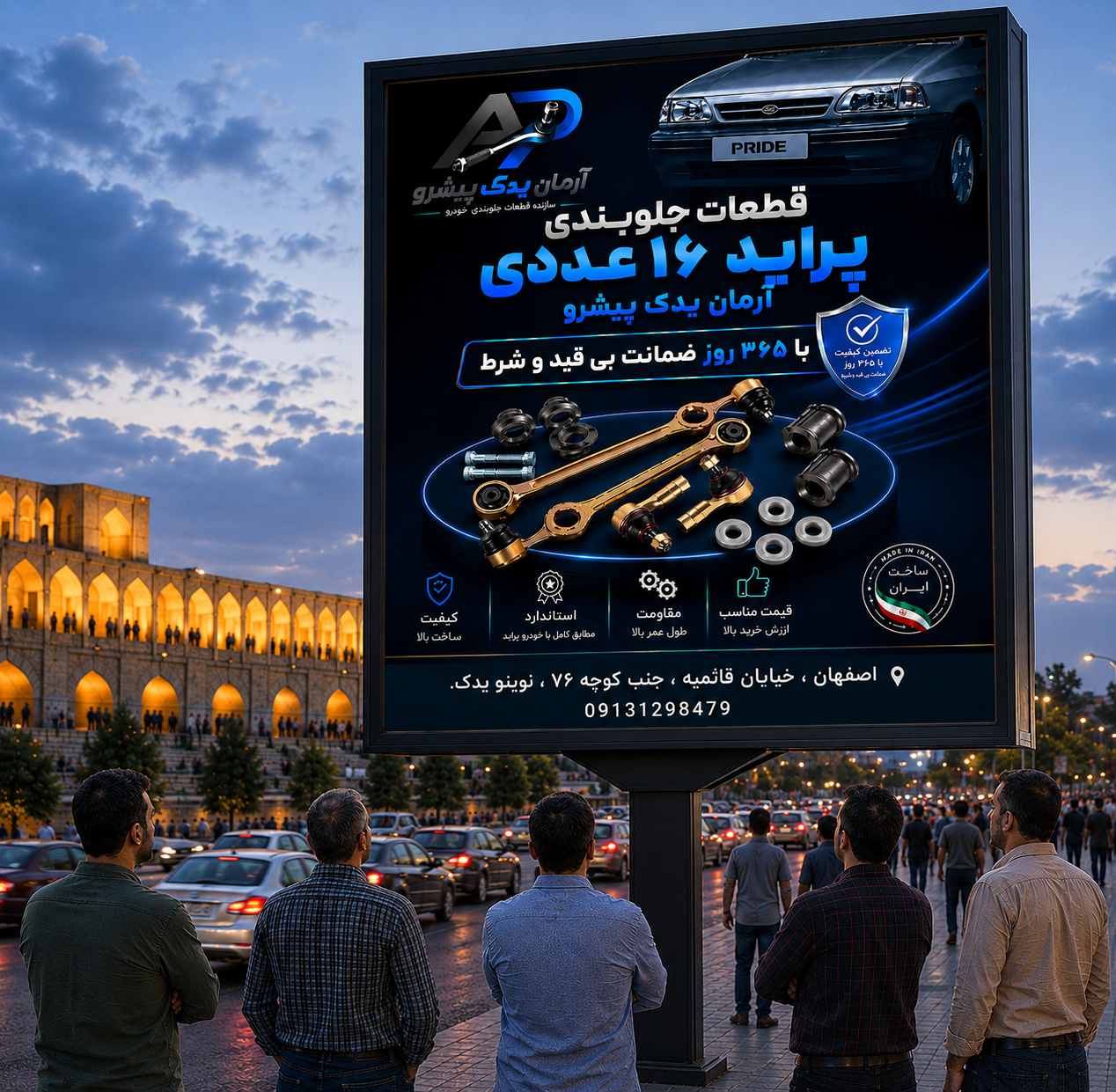 قطعات جلوبندی آرمان یدک پیشرو ویژه پراید با ضمانت 365 روزه (16 عددی)